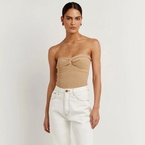 DISSH Anika Twisted Knit Cropped Tube Top Tan size 4